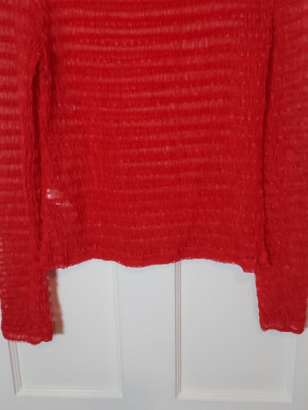 Maeve Anthropologie Women's Long-Sleeve Polka Dot Mesh Top Sheer Size Medium - Picture 15 of 16